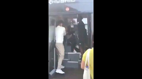 Horrifying footage of migrant invaders throwing pregnant woman off bus.