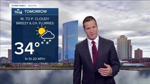 Flurries linger into Friday, highs in the 30s