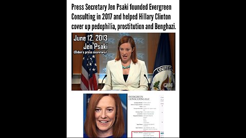Jen Psaki founded Evergreen Consulting, she’s guilty of crimes vs children and humanity