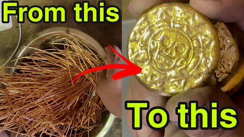 MY FIRST ALUMINUMBRONZE COINS /ASMR Metal melting/ Scrap To Treasure / #meltingscrap