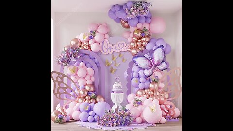 148pcs Pink Purple Butterfly Balloon Garland Arch Colorful Butterfly Foil Balloon