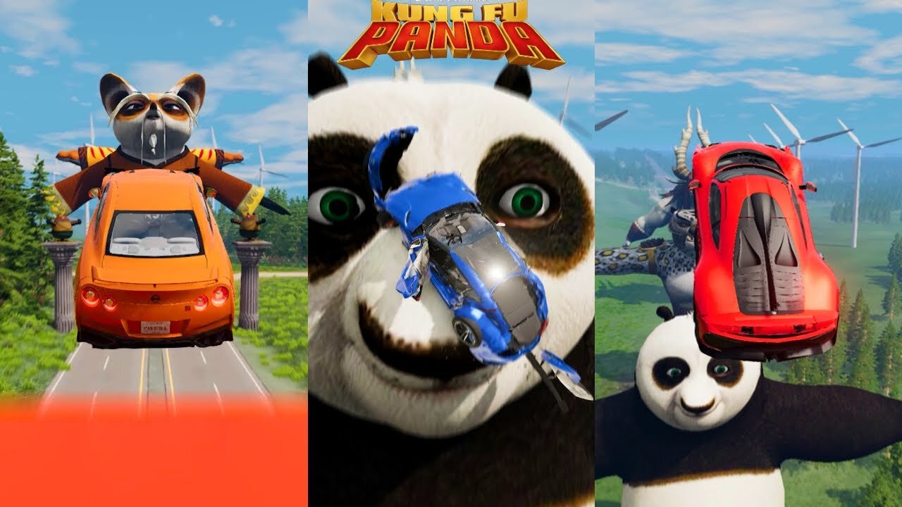 Cars Vs Kung Fu Panda Characters 😱 BeamNG.Drive