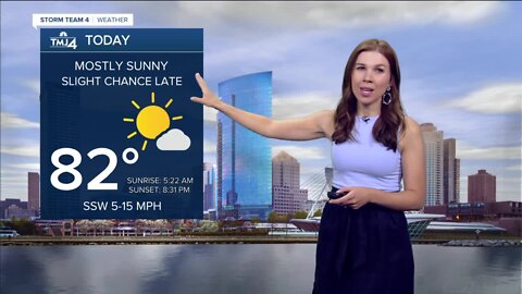 Sunny Sunday, slight chance for a few showers late