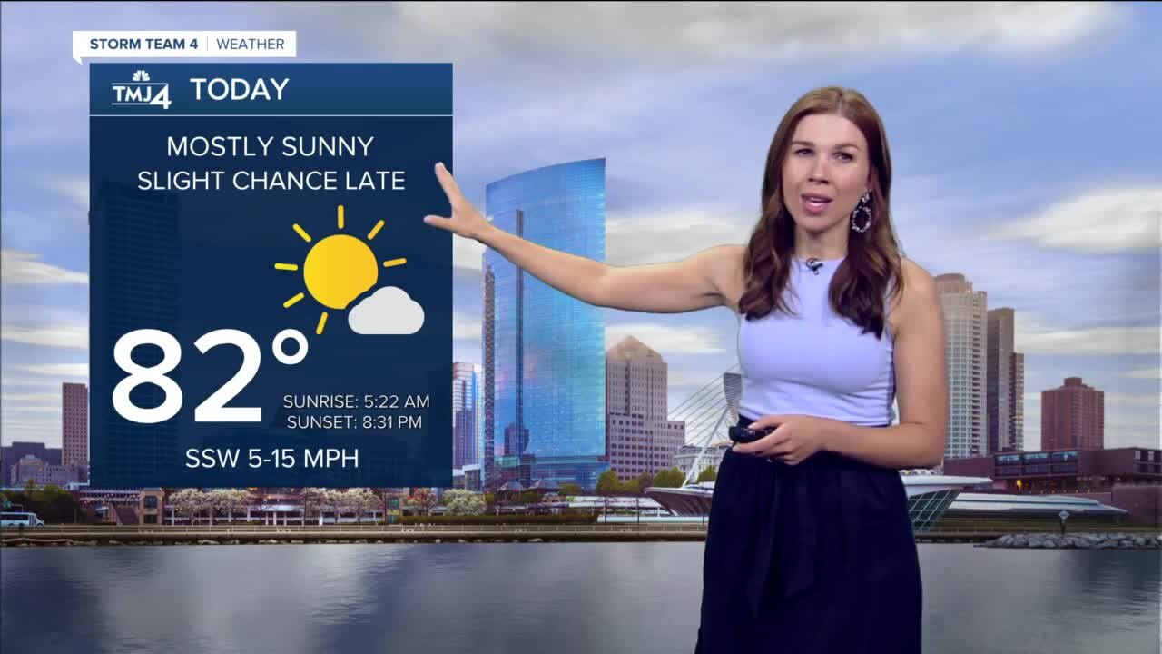 Sunny Sunday, slight chance for a few showers late