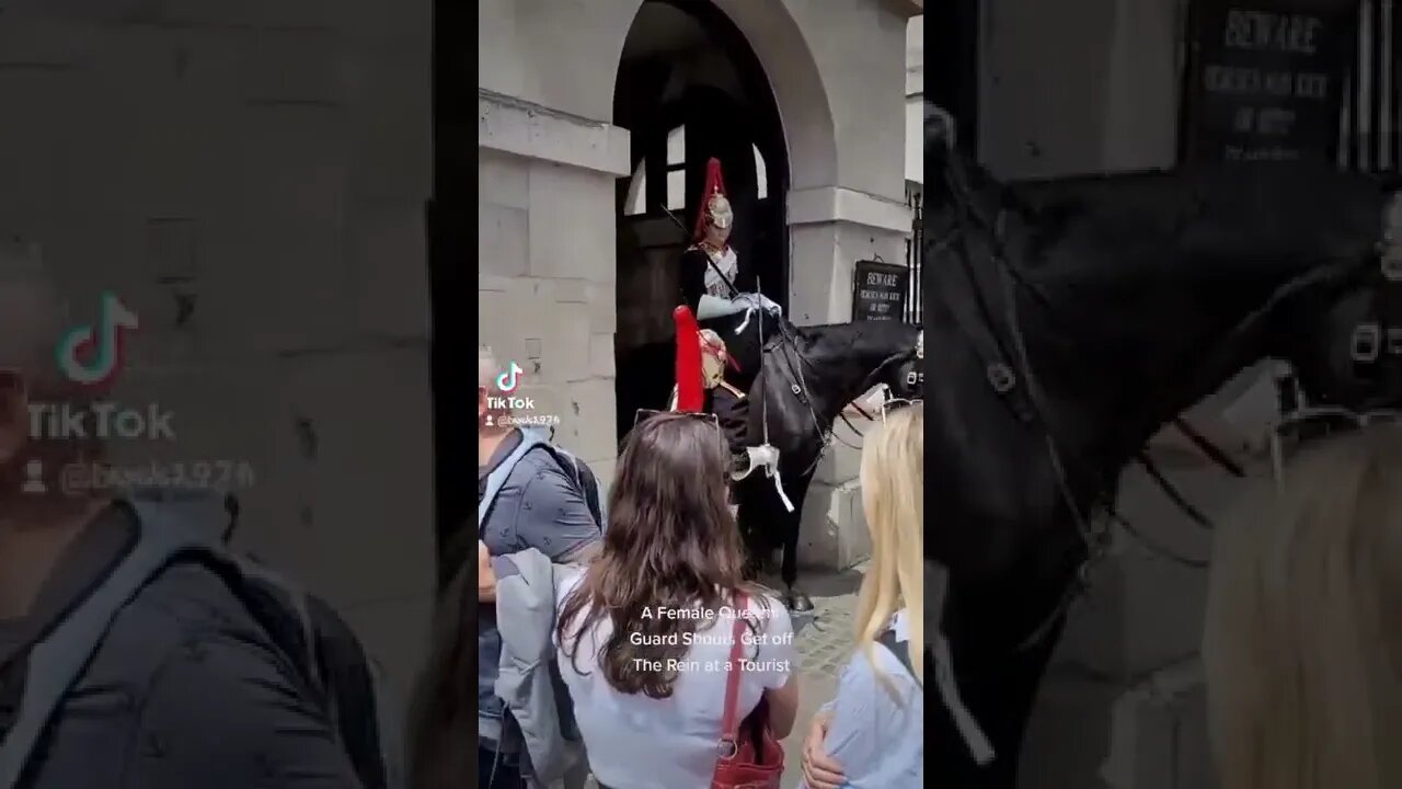 Female guard shouts get of the rein at a tourist #horseguardsparade