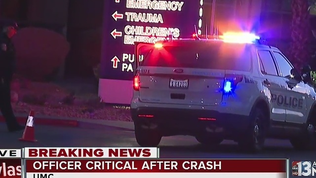 NLVPD officer critically injured in crash near MLK, Carey