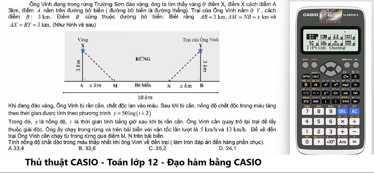 Thủ thuật CASIO: Ông Binh đang trong rừng Trường Sơn đào vàng, ông ta tìm thấy vàng