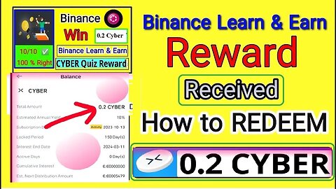 Reward Received | Binance Learn & Earn CYBER Quiz Payment Received | How to CYBER convert in usdt