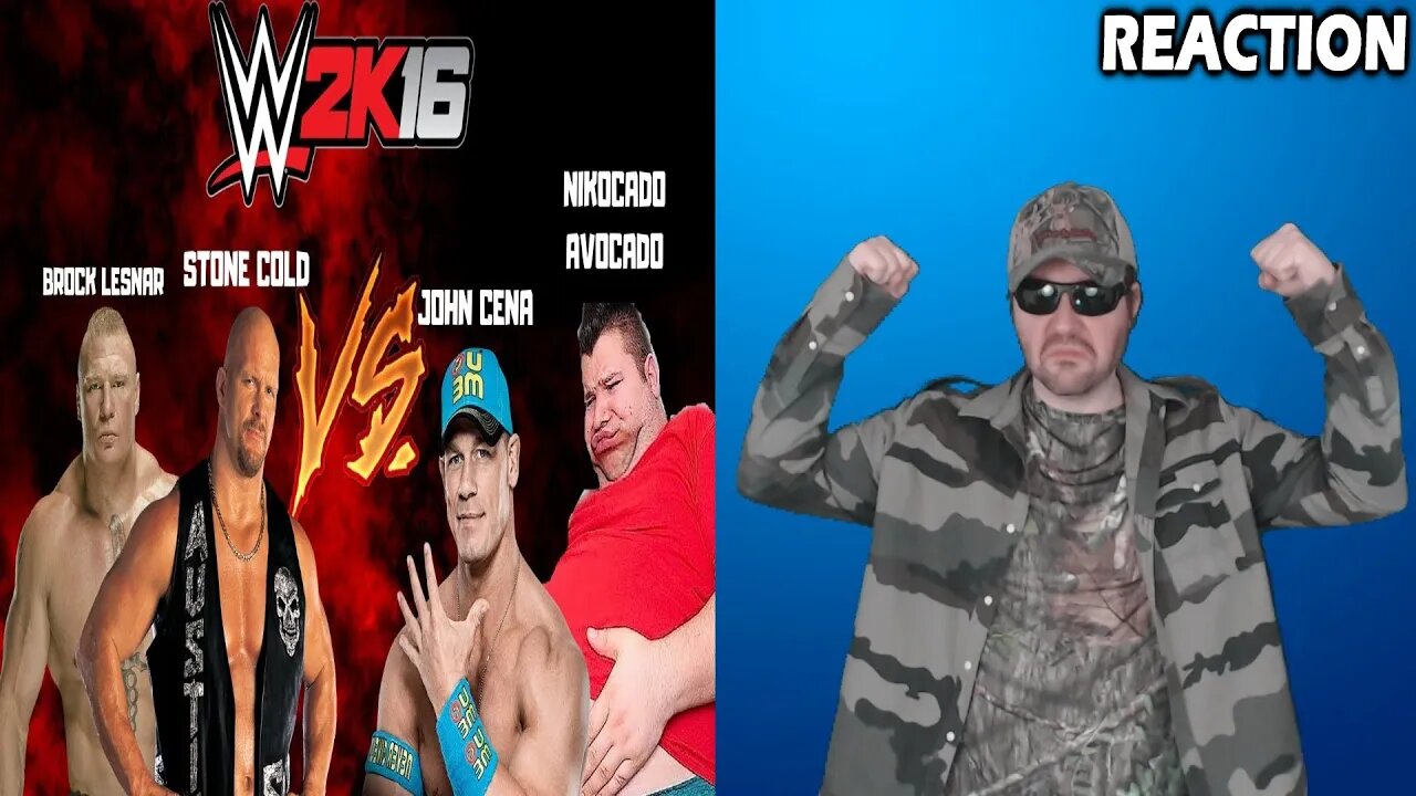 Stone Cold & Brock Lesnar vs. Nikocado Avocado & John Cena - WWE 2K16 Extreme Rules REACTION! (BBT)