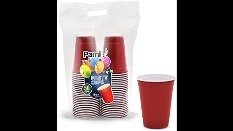 PAMI Easy Grip Red Plastic Party Cups [Pack of 50] - 18oz Disposable Drinking Glasses- Plastic...