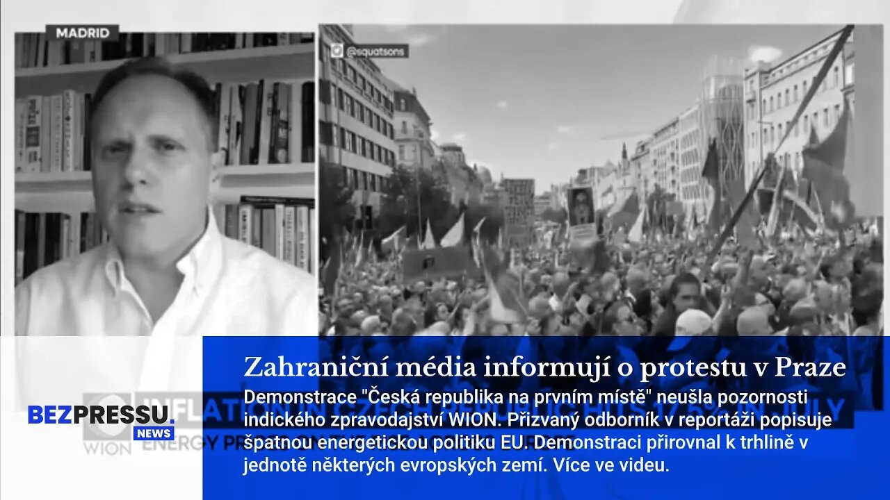 Zahraniční média informují o protestu 3.9.22 v Praze