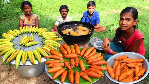 CHICKEN BAJJI RECIPE | Chicken Mirchi Bajji | Chicken Milagai Bajji | Village Fun Cooking