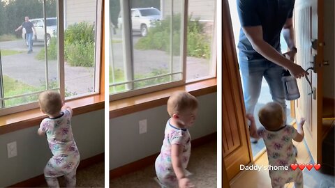 Daddy's Girl Impatiently Rushes To Give Dad A Hug When He Comes Home From Work