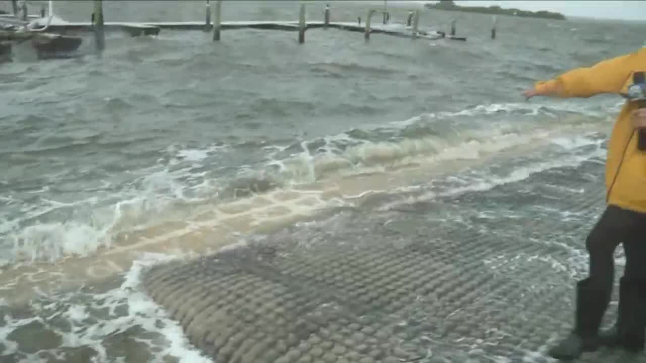Tide surging onshore in Sewall's Point, Martin County