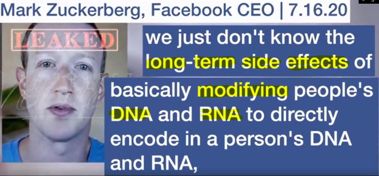 *LEAKED VIDEO: MARK ZUCKERBERG WARNS FB STAFF- "MRNA VACCINES CAN MODIFY HUMAN DNA AND RNA"