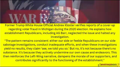 Former Trump White House Official Andrew Kloster verifies reports of a cover-up regarding