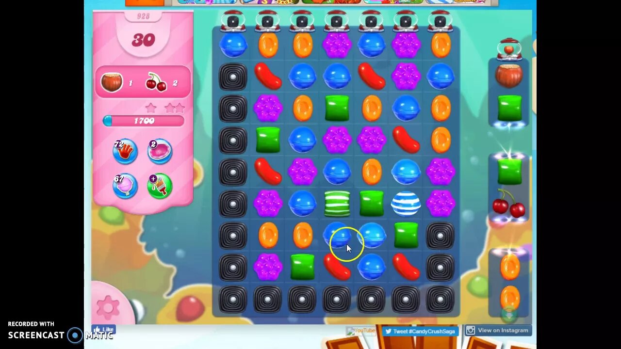 Candy Crush Level 928 Audio Talkthrough, 3 Stars 0 Boosters