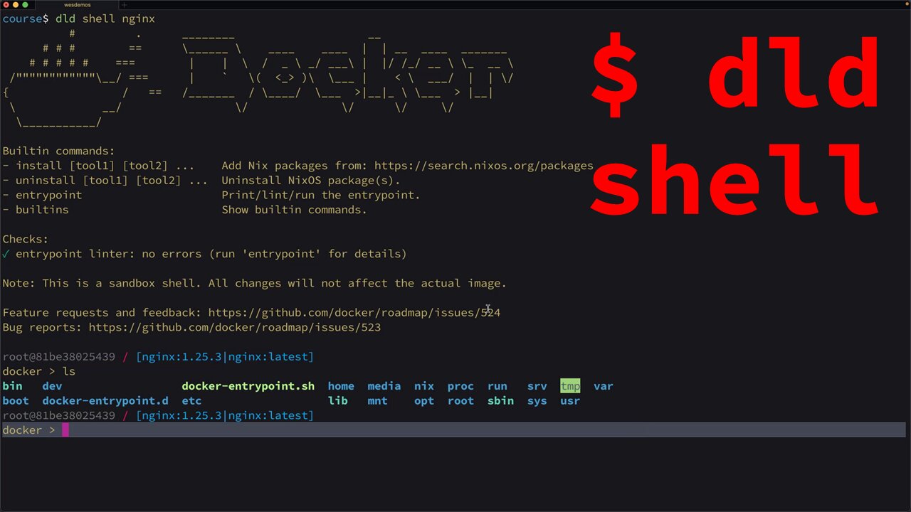 dld shell - Docker Labs Debug Extension