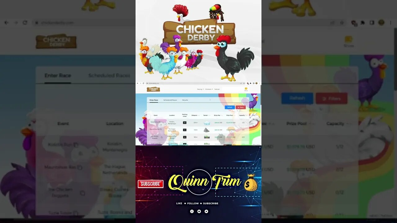 Chicken Derby Ethereum NFT Racing Game | Play To Earn | Quinn Trim #Shorts