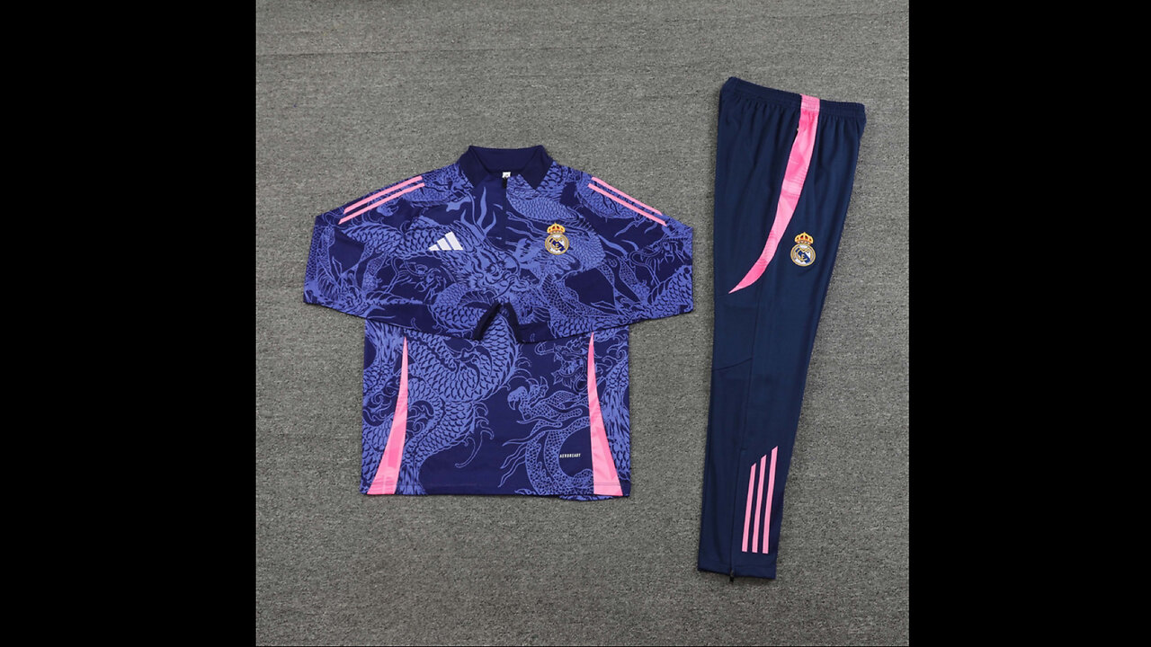 👉🏻⚽️2024/25 Real Madrid Adult/Kid Purple Long Sleeve Tracksuit