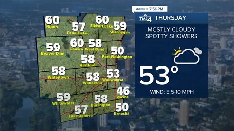 Rain returns Thursday, cloudy with highs in 50s