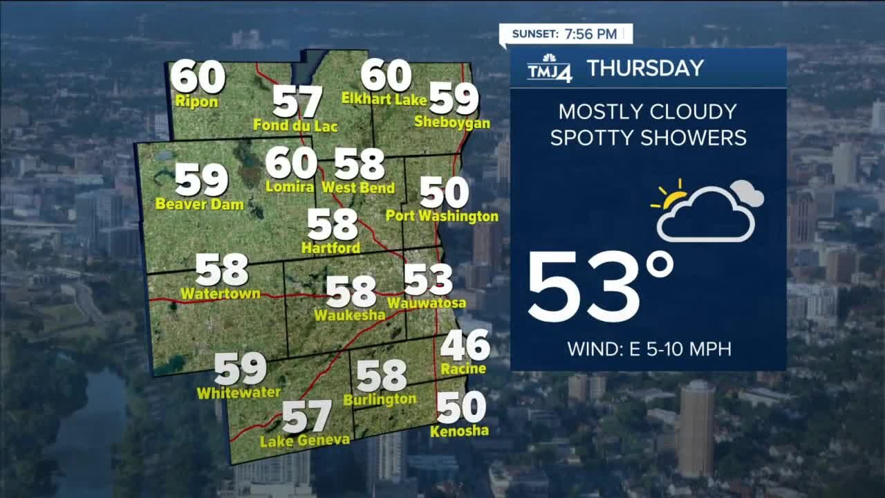 Rain returns Thursday, cloudy with highs in 50s