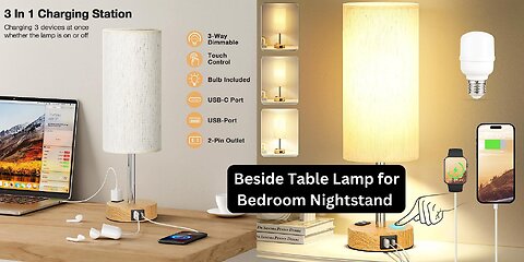 Beside Table Lamp for Bedroom Nightstand