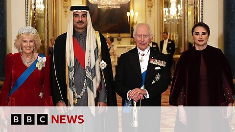 King Charles welcomes Qatar's Emir for UK visit | BBC News