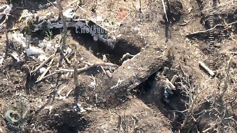 A Russian FPV drone struck a Ukrainian trench and denazifying a militant in the process.