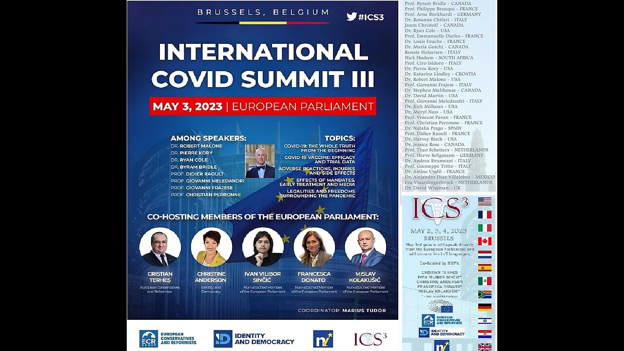 International Covid Summit III in Brussels on May 3, 2023. Opening presentation by Dr David Martin