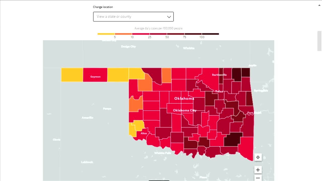 Mayo Clinic map shows Delta variant spread in OK