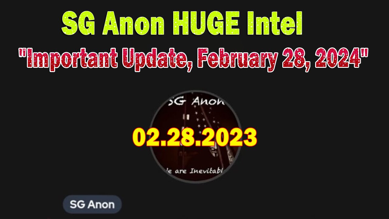 SG Anon HUGE Intel: "SG Anon Important Update, February 28, 2024"