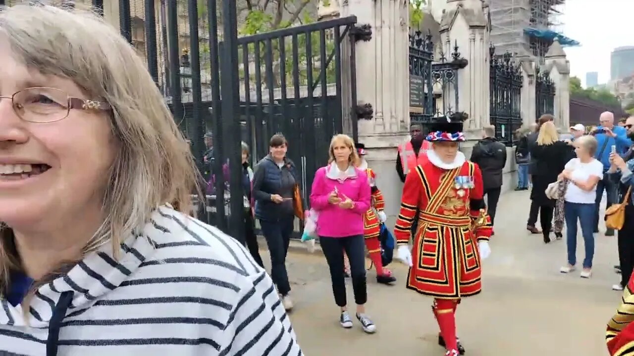 Yeoman warders leaving Westminster Hall where the Queen is lying in state 15/09/22