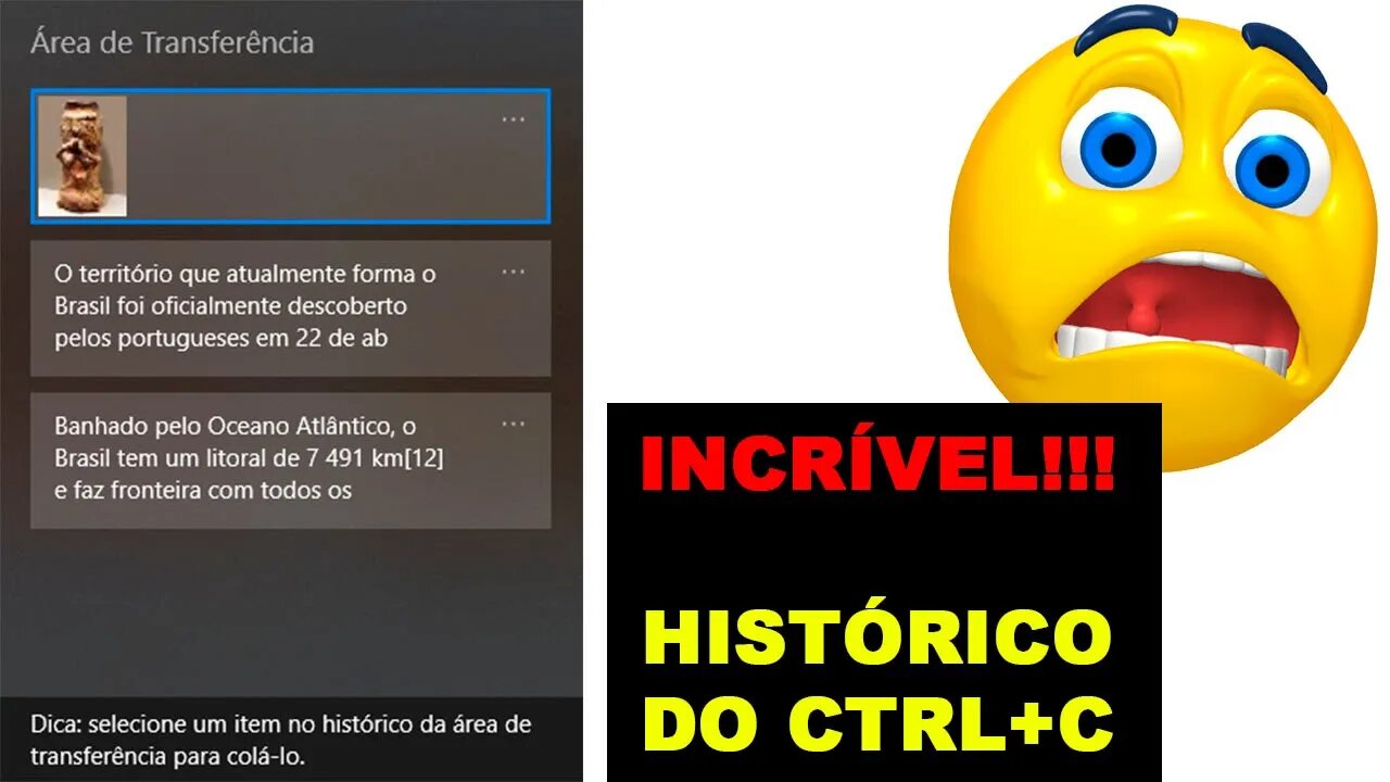 HISTÓRICO de cópia CTRL + C nativo do WINDOWS 10