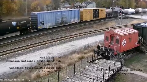 5 Trains with IC Paint at Griffith, IN on October 24, 2022