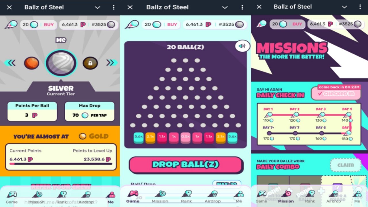 Ballz Of Steel Airdrop | Check-in Daily , Complete Tasks And Drop The Ballz To Earn Points