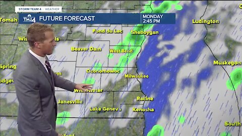 Strong winds continue through day, chances of evening showers