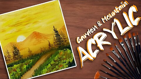 Acrylic Painting Mountain Garden Tutorial | Step by Step