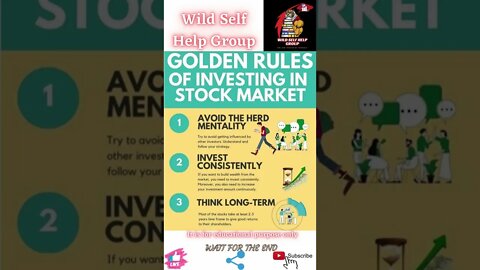 🔥Golden rules of investing in stock market part-1🔥#shorts🔥#wildselfhelpgroup🔥19 May 2022🔥