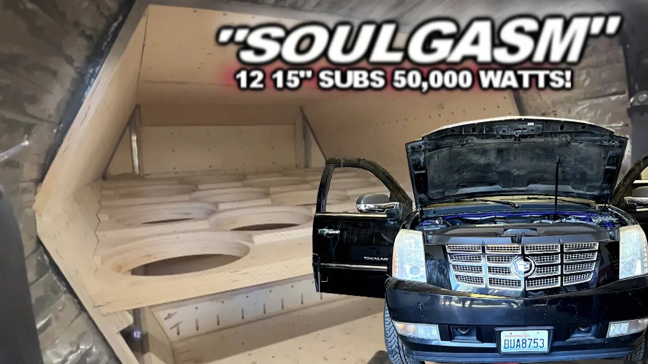 Soulgasm BASS Build 16 15" Subs "50,000 sum-odd watts" 6th Order Bandpass Wall As Caged As it Gets!