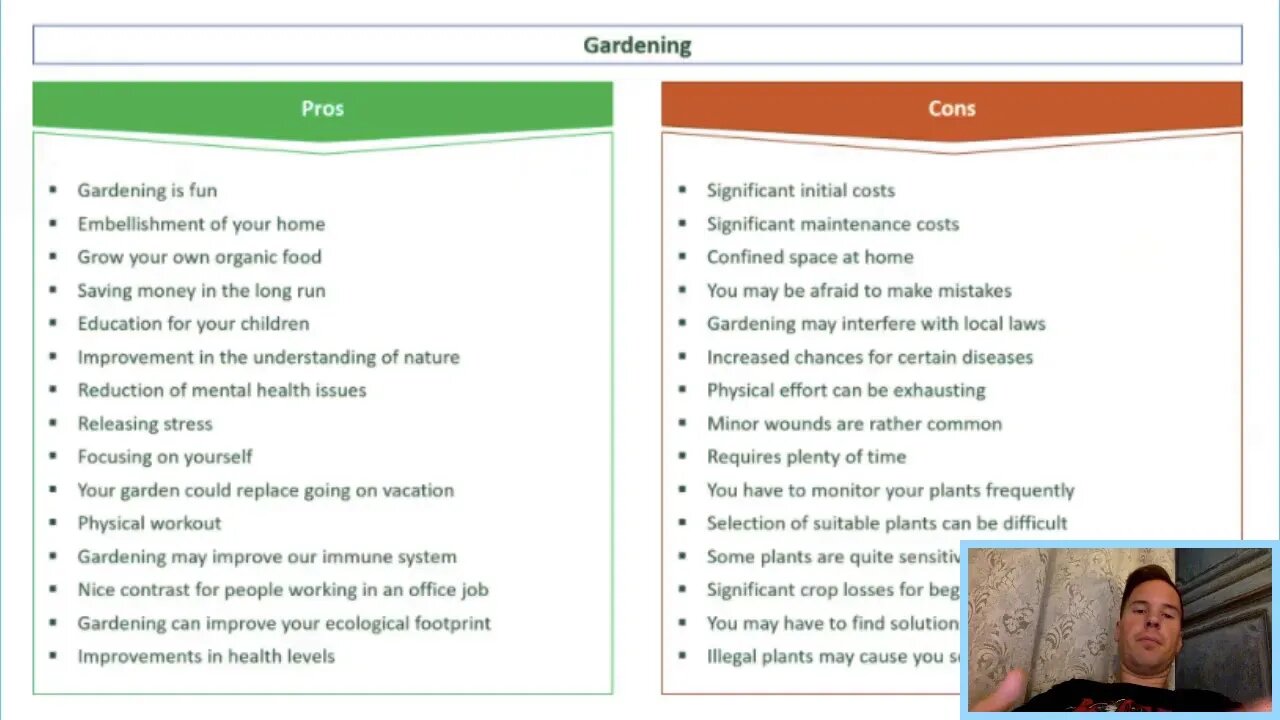 Top 10 Gardening Pros & Cons