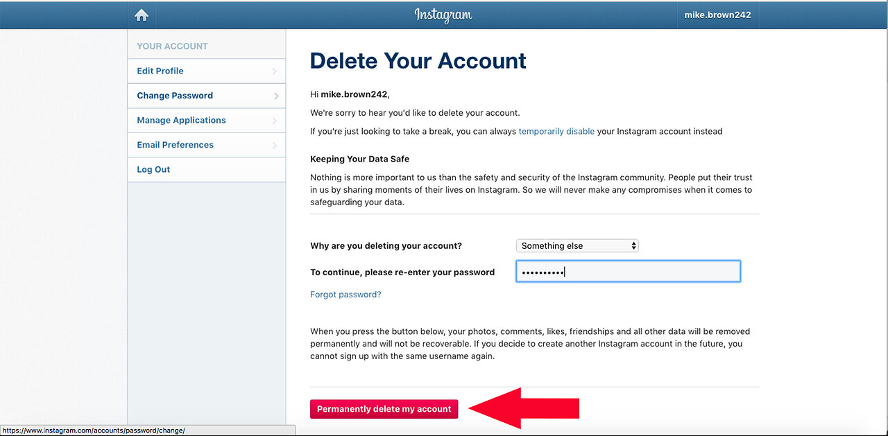 How to Delete Instagram Account on PC