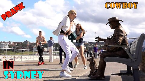 Cowboy_prank in Sydney funniest reactions.statue prank.