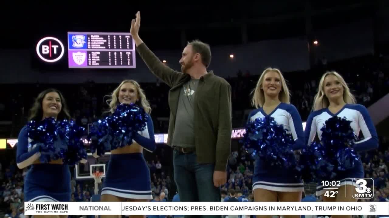 Sgt. Jason Thomas honored for service at Creighton game