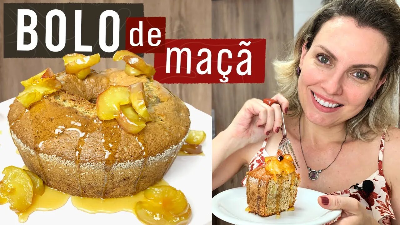 BOLO DE MAÇÃ COM COBERTURA CARAMELIZADA