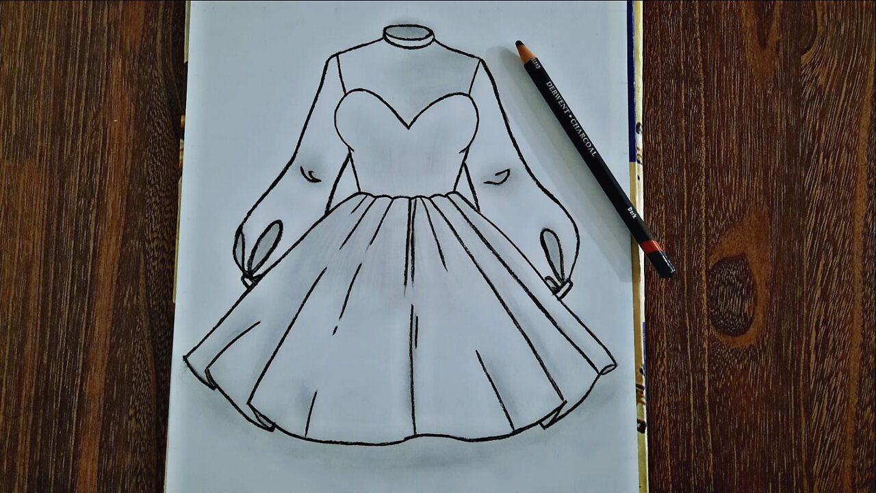 Frock drawing easy " Dress drawing easy: Dress design sketch.