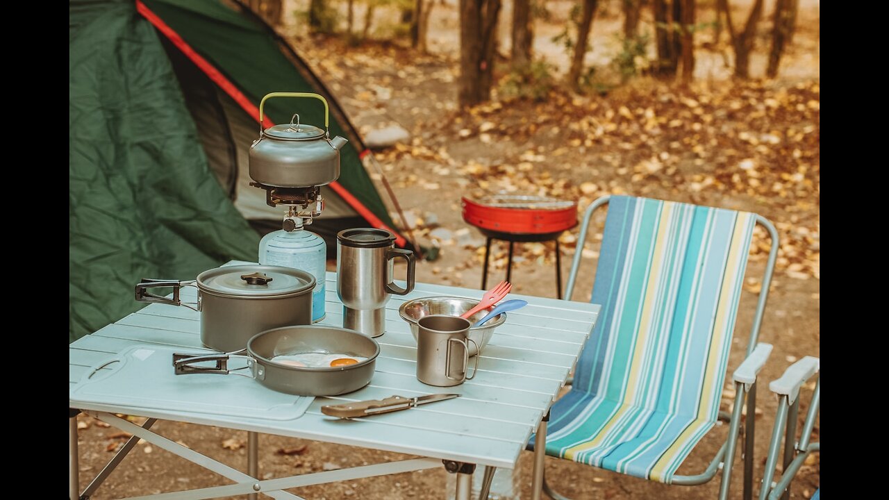 Camping Table Folding Picnic Table with 4 Cup Holders and Carrying Bags Collapsible Canvas Port...