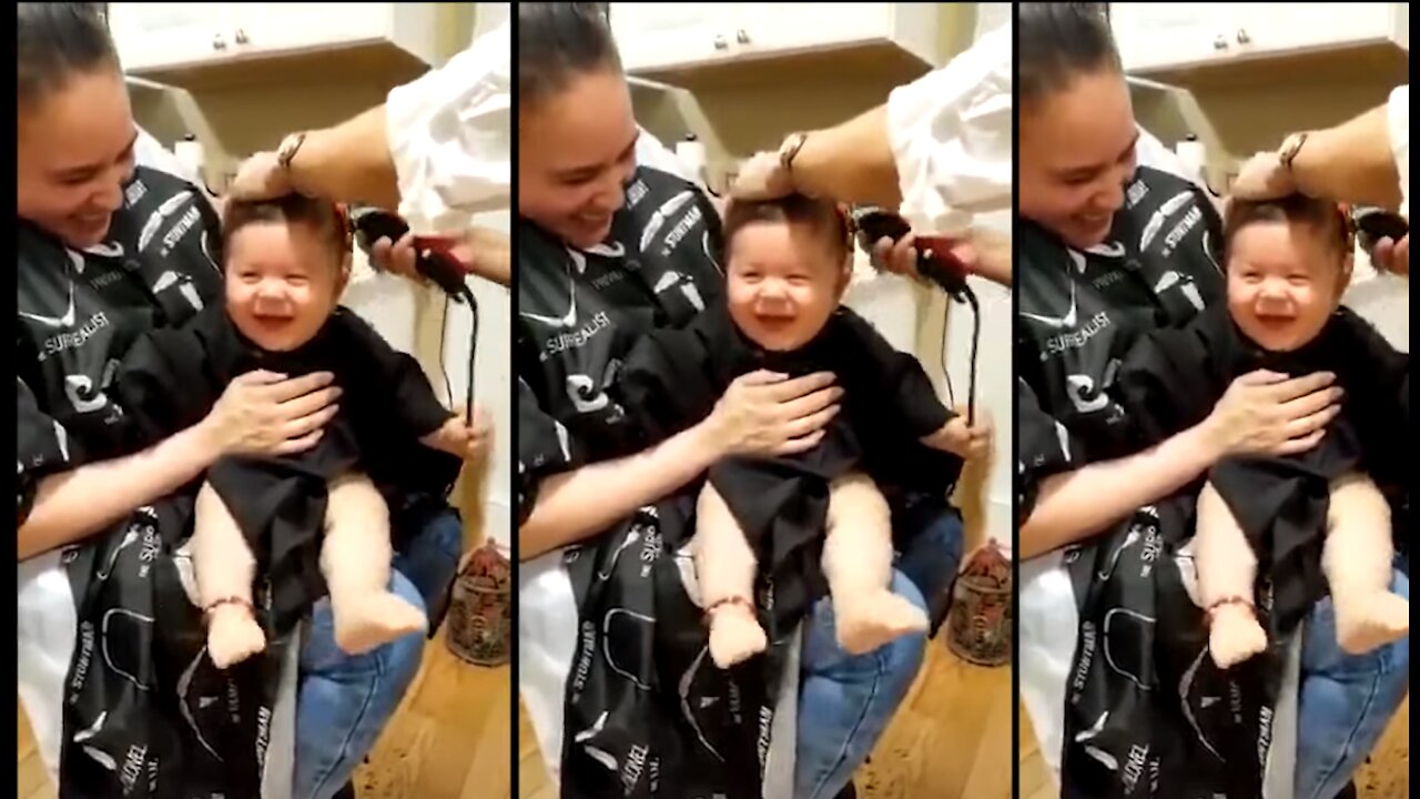 When a haircut tickled this child into laughter