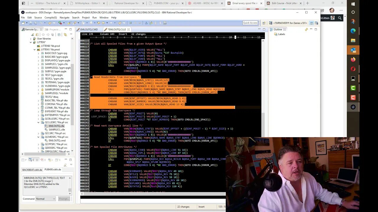 CL 101 - EMLOUTQ IBM i Control Language Code walkthrough