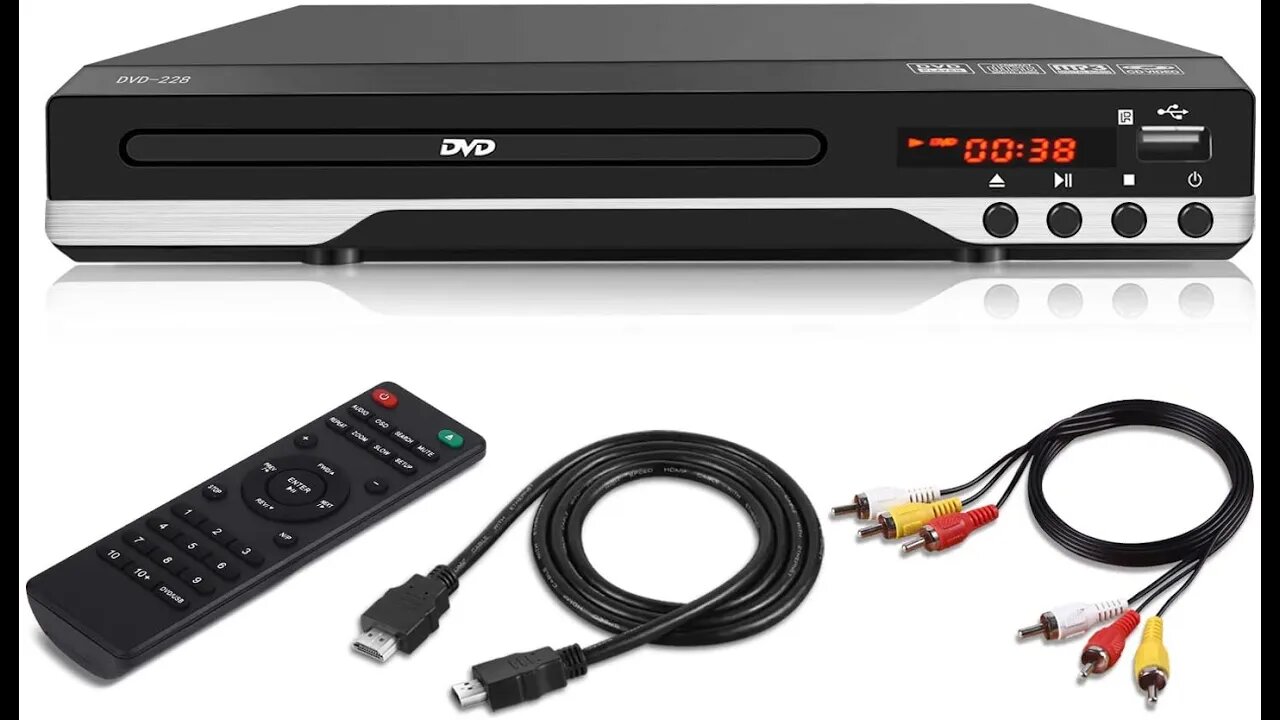 Compact DVD Player Multi Region unboxing + Review HDMI 1080P USB Port, AV Cable for TV Connection